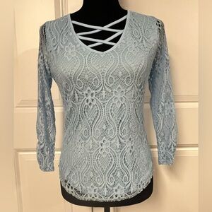 No Boundries  Crisscross Lace Top